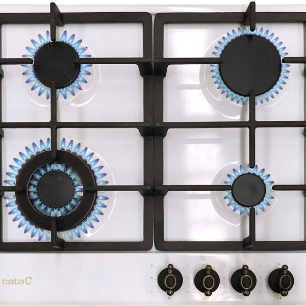 ENCIMERA CATA GAS ACERO BLANCA 4F