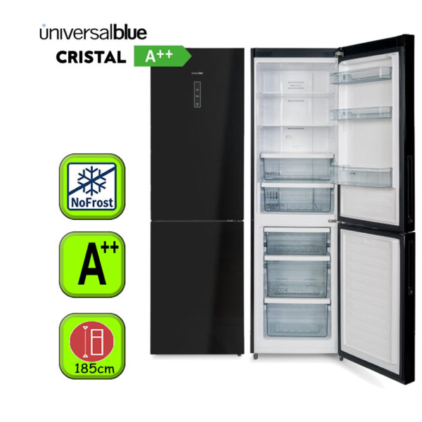 FRIGORIFICO UNIVERSAL B 185X60 NF CRISTAL NEGRO