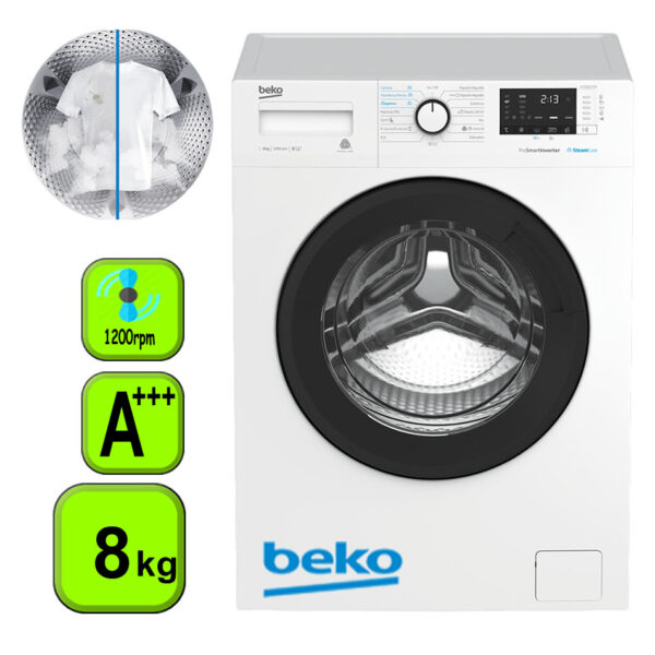 LAVADORA BEKO 8 KG 1200 RPM A+++ VAPOR