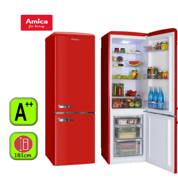 FRIGORIFICO AMICA 181X55 A++ RETRO ROJO