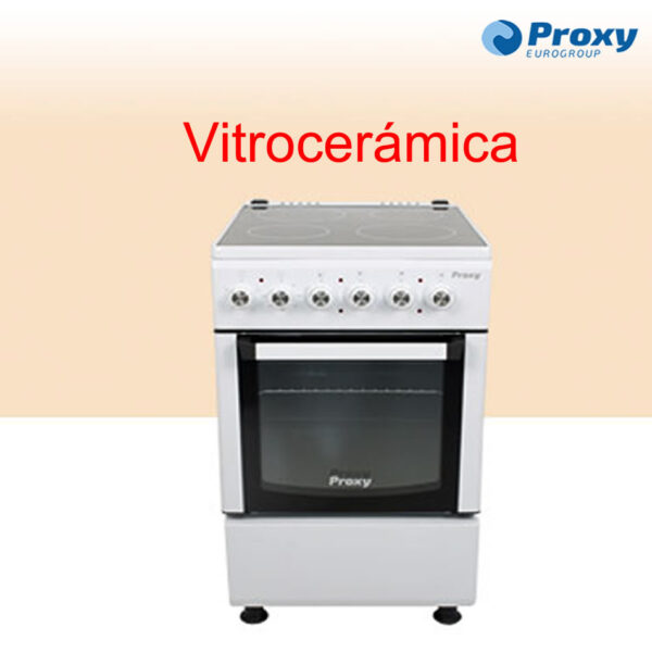 COCINA PROXY 4 F. VITRO + HORNO BLANCA