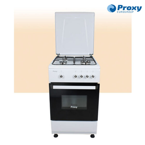 COCINA PROXY 60CM 4 FUEGOS + HORNO BLANCA