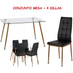 CONJUNTO MESA DAVI + 4 SILLAS NEGRAS