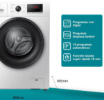 LAVADORA HISENSE 8 KG 1200 RPM A+++ VAPOR - Imagen 4