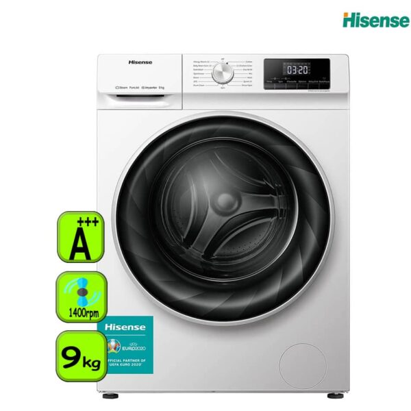 LAVADORA HISENSE 9 KG 1400 RPM A+++ VAPOR