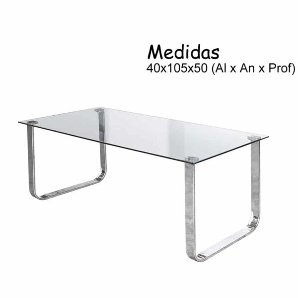 MESA CENTRO CRITAL PATA CROMO 105X50