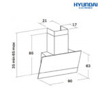CAMPANA HYUNDAI CRISTAL BLANCO 90 CM AUTOMAT - Imagen 2