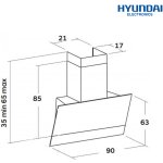 CAMPANA HYUNDAI CRISTAL BLANCO 90 CM AUTOMAT - Imagen 2