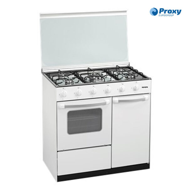 COCINA TENSAI 5 F+HORNO+PORTA BLANCA 90 CM