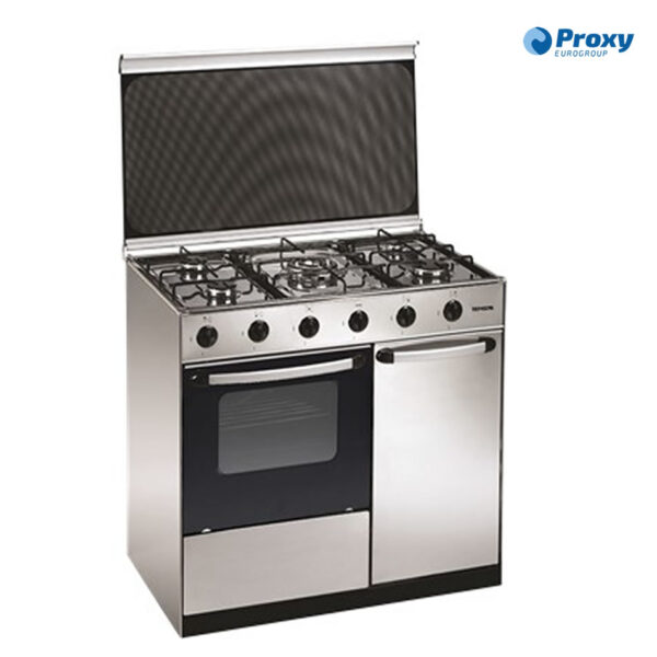 COCINA TENSAI 5 F+HORNO+PORTA INOX 90 CM