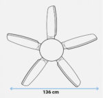 VENTILADOR TECHO UNIVERSAL B PAMPERO 3052 136CM 80W - Imagen 6