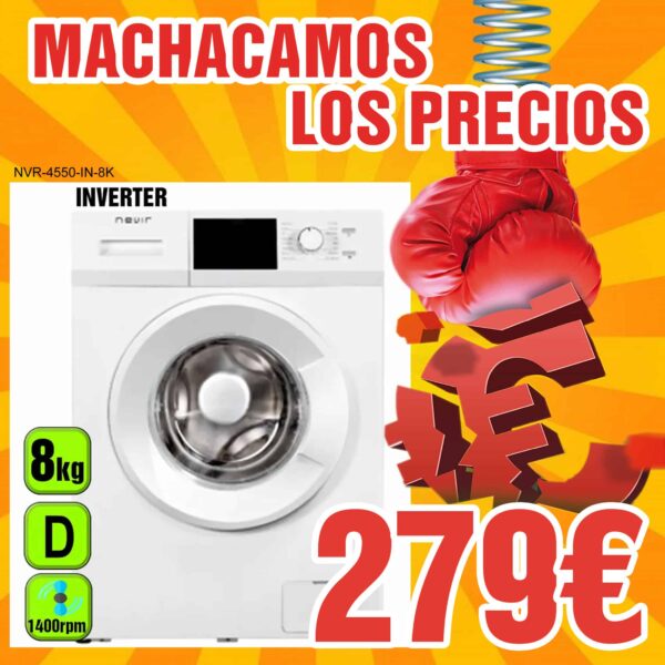 LAVADORA NEVIR 8 KG 1400 RPM A+++/D INVERTER