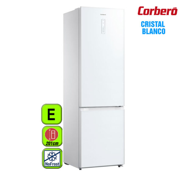 FRIGORIFICO CORBERO 201X60 CRISTAL BLANCO A++/E