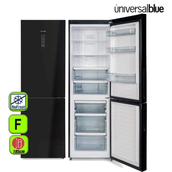 FRIGORIFICO 185X60 NF CRISTAL NEGRO