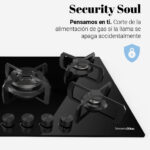 ENCIMERA 5 FUEGOS GAS DE CRISTAL NEGRO - Imagen 4