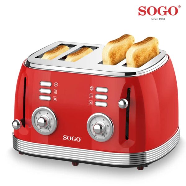 TOSTADOR SOGO RETRO ROJO 4 REBANADAS PEQ