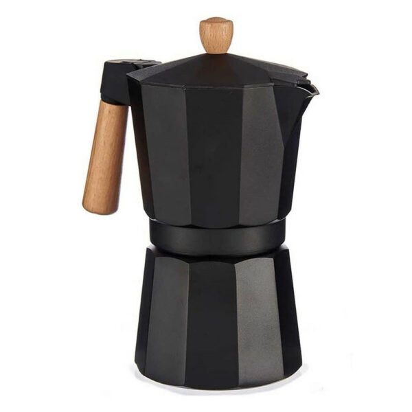 CAFETERA ITALIANA KINVARA 9 TAZAS NEGRA/MADERA
