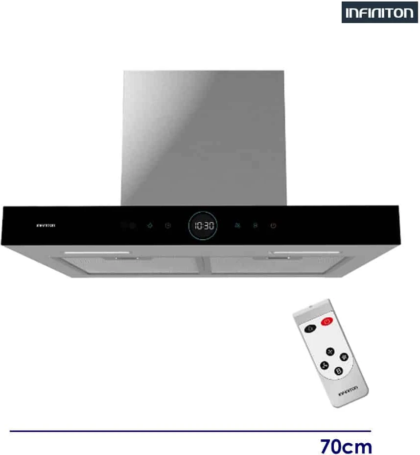 campana 70cm infiniton CMPT-CLR71S CAMPANA INFINITON PLANA 70CM FRENTE CRISTAL 800 m3 - Imagen 1
