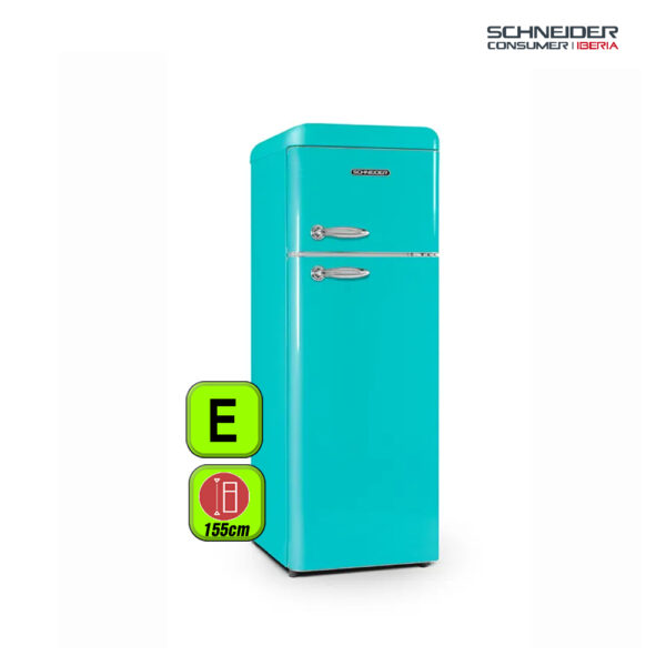 FRIGORIFICO SCHNEIDER 2.P 150X55 AZUL ACAPULCO RETRO