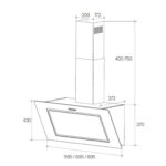 CAMPANA TAURUS CRISTAL NEGRA 90 CM 650 M3 - Imagen 2