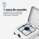 Hornillo de Gas Portátil 1 Fuego blanco - Imagen 2