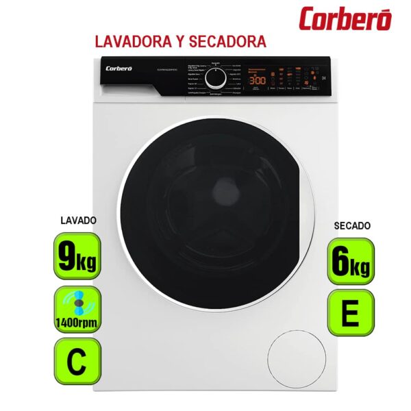 LAVADORA SECADORA CORBERO 9+6 1400 RPM