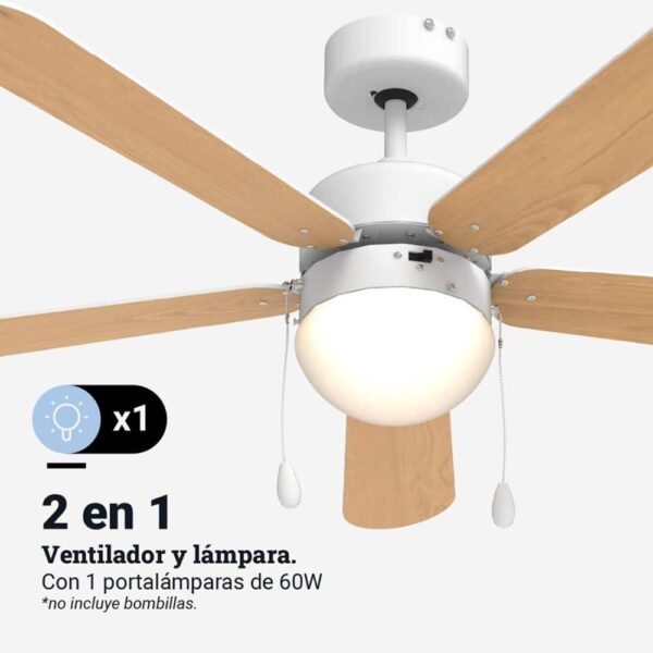 Ventilador de Techo Blanco con Aspas Reversibles