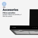 Campana en T de cristal negro 90 cm - Imagen 3