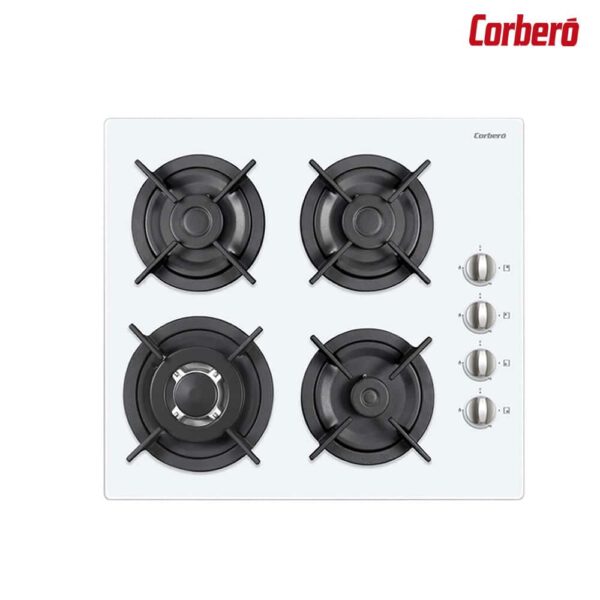 Encimera Gas cristal blanco