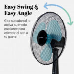 VENTILADOR PIE UNIVERSAL B. ZERNATT 3045B NEGRO - Imagen 2