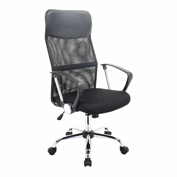 SILLON DE OFICINA NEGRO PATA CROMADA