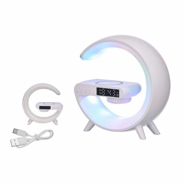 ALTAVOZ RELOJ CARGADOR INALAMB LUZ BLANCO