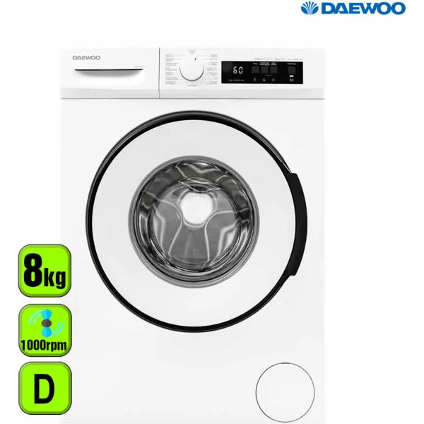 LAVADORA DAEWOO 8 KG 1000 D RPM D DISPLAY