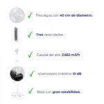 VENTILADOR PIE JATA 40 CM BLANCO 50 W - Imagen 2