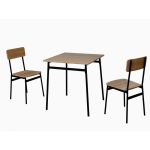 SET MESA 70X70CM 2 SILLAS PATAS NEGRAS